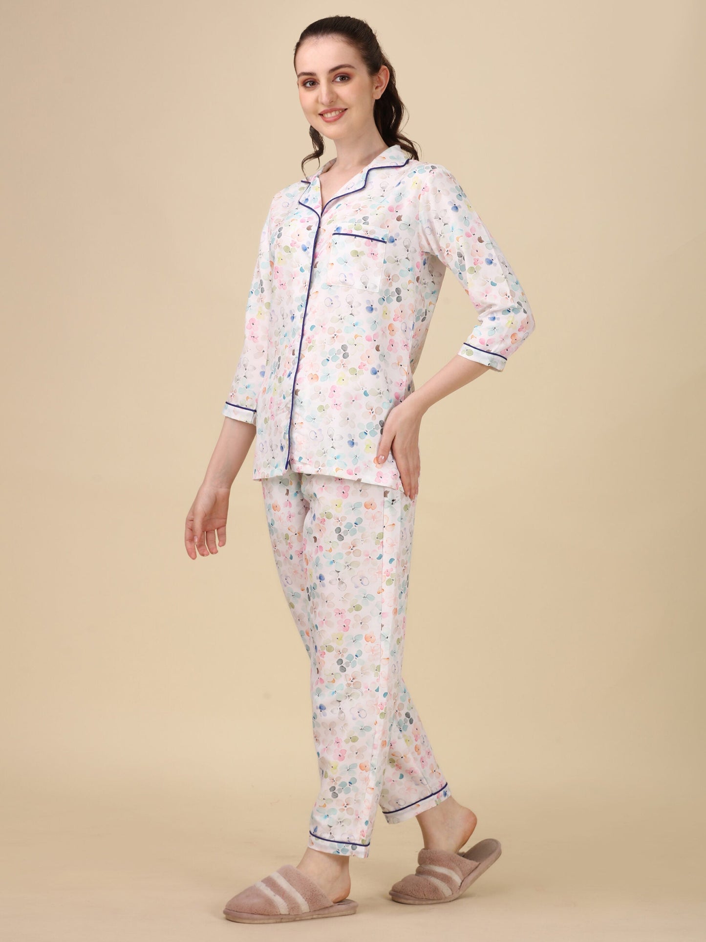 Combo- Butterfly + Florals On White PJ Set