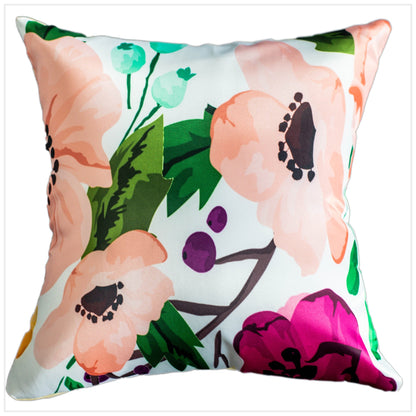 Blossoms Floral Satin Cushion Covers, Set Of 5