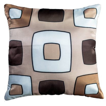 Cadbury Brown Printed Satin Cushion Cover, Set Of 5