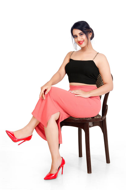 Clozena Peach Saree Shapewear With Side Slits