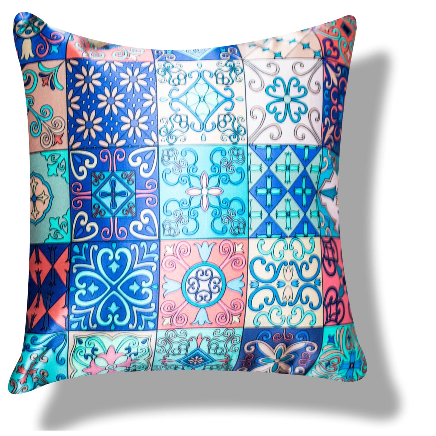 Ethnic Merhaba Printed Satin Cushion Covers, Set of 5