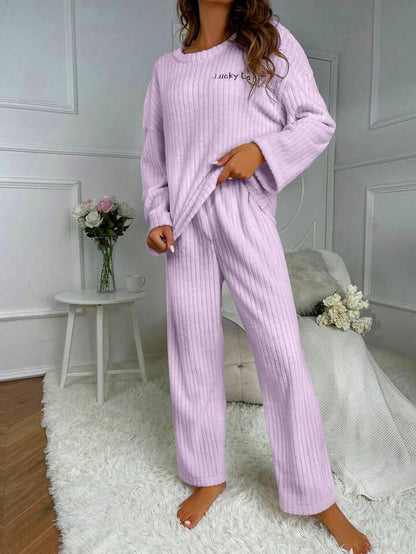 Women Top & Pyjama Set Purple Solid