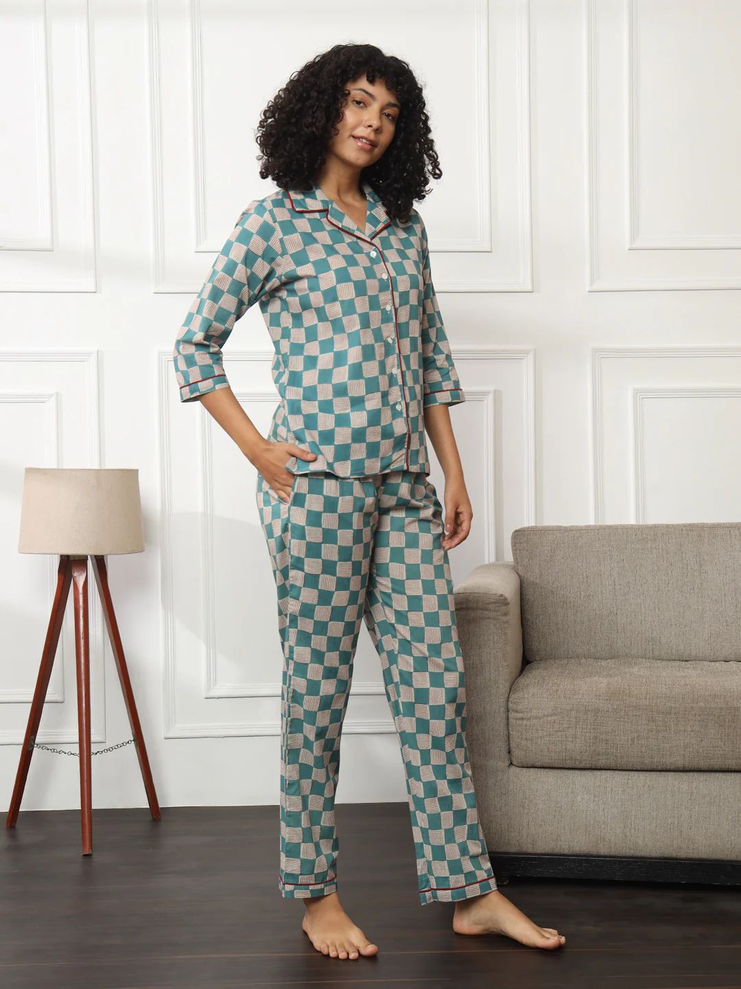 Printed Squared Lounge-Set