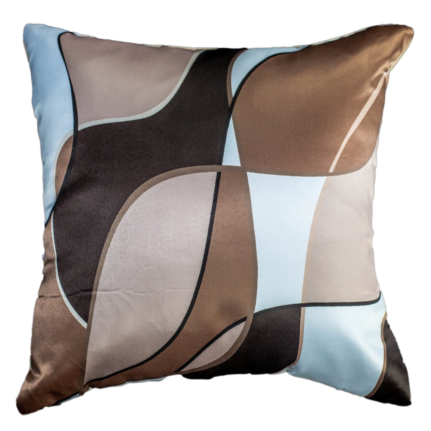 Cadbury Brown Printed Satin Cushion Cover, Set Of 5