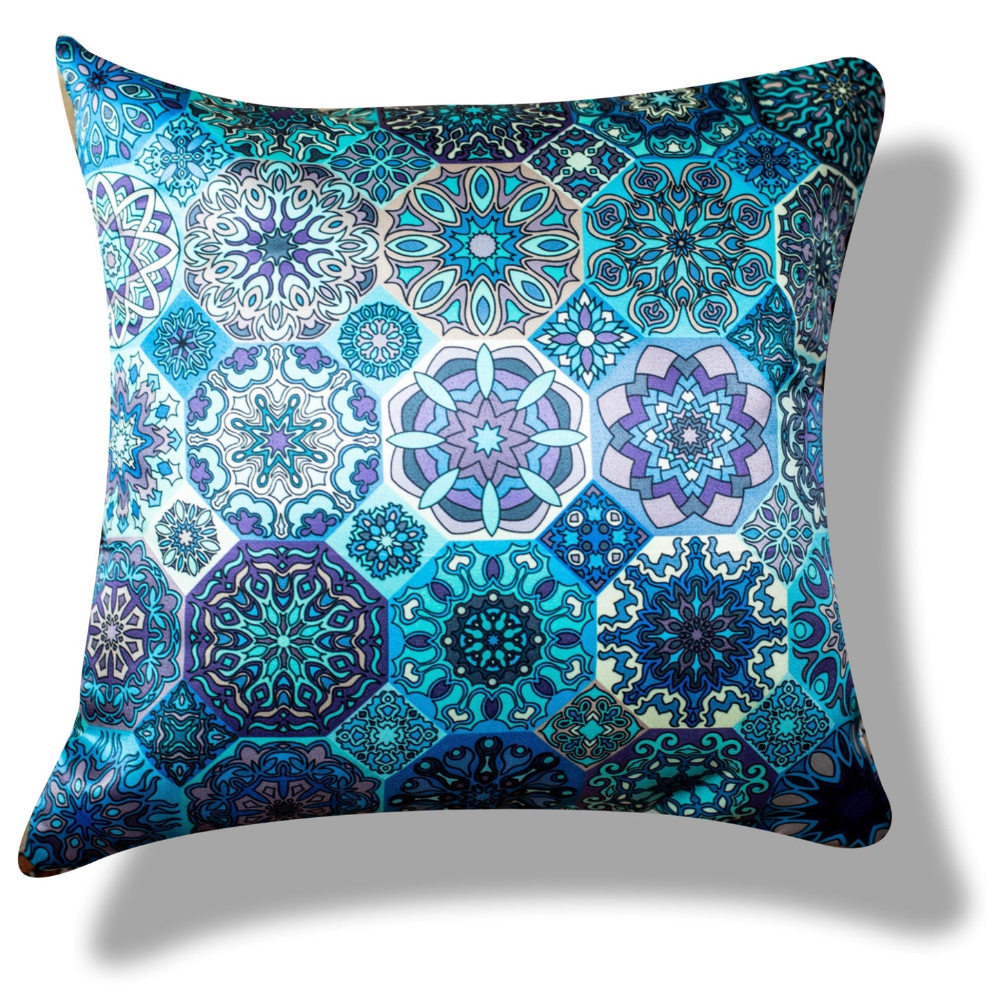 Ethnic Merhaba Printed Satin Cushion Covers, Set of 5