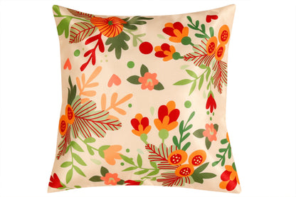 Creamy Petals Floral Print Cushion Cover, Set Of 5