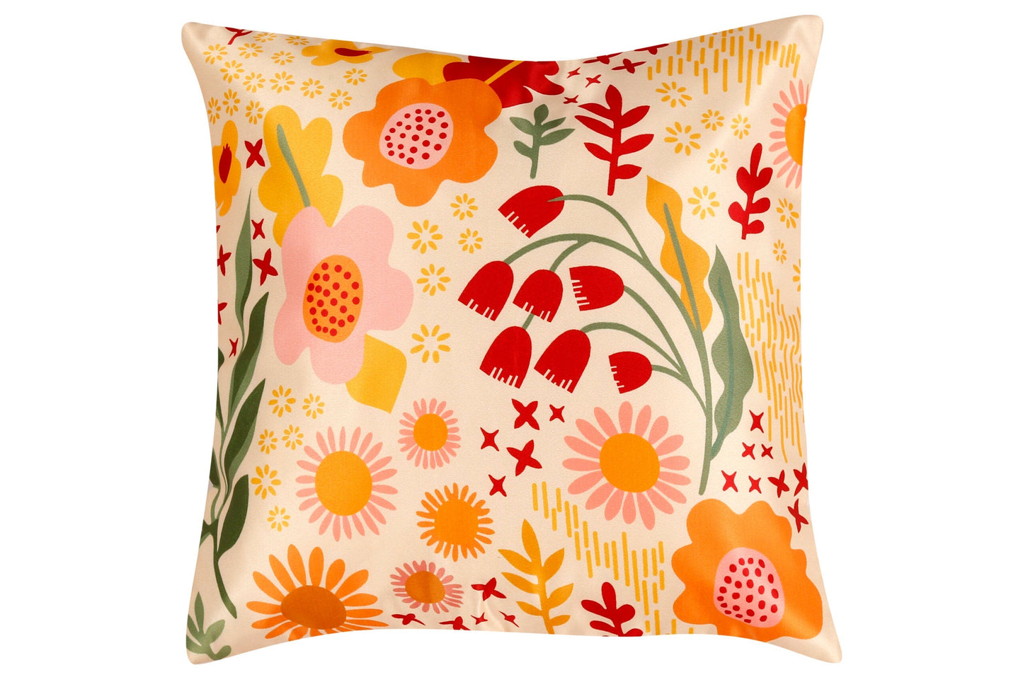 Creamy Petals Floral Print Cushion Cover, Set Of 5