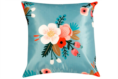 Beautiful Floral Print Satin Cushion Cover, Set Of 5