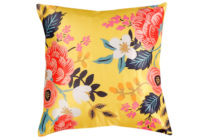 Beautiful Floral Print Satin Cushion Cover, Set Of 5