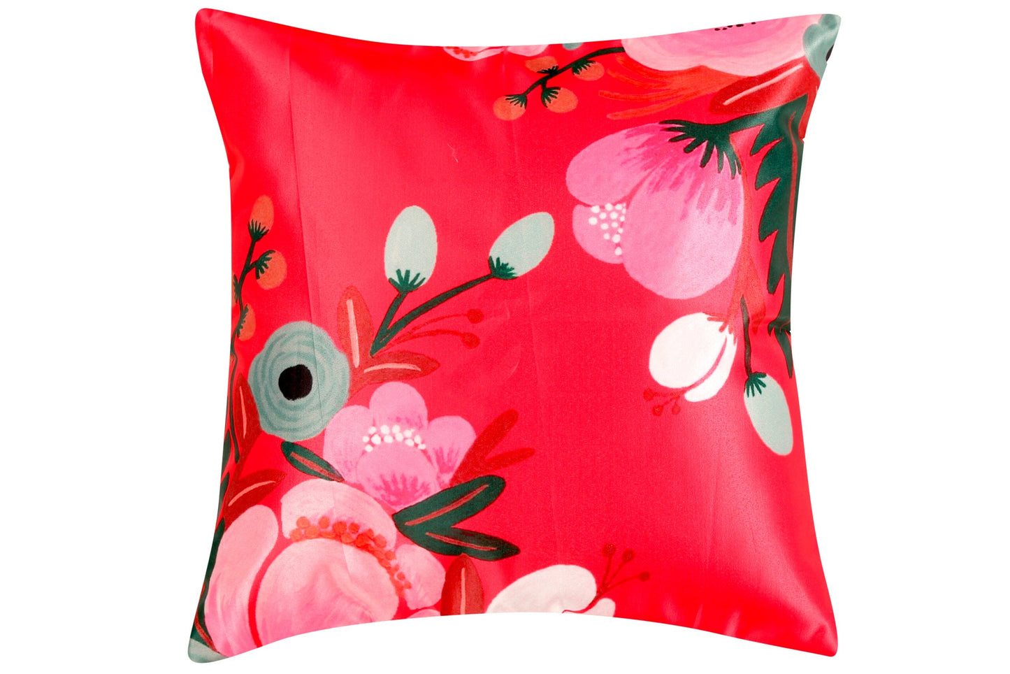 Beautiful Floral Print Satin Cushion Cover, Set Of 5