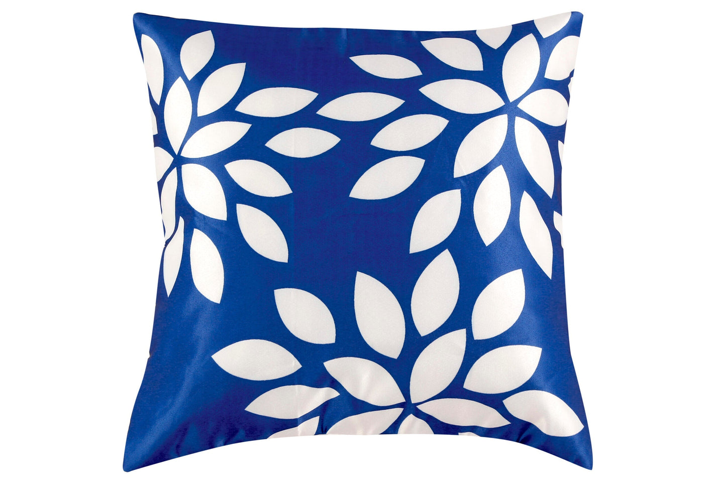 Lapis Beautiful Blue And Yellow Print Satin Cushion Cover, Set Of 5