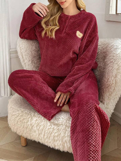 Women Maroon Solid  woolen Top & Pyjama Set