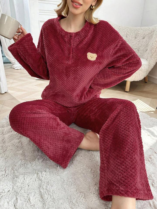 Women Maroon Solid  woolen Top & Pyjama Set