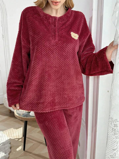 Women Maroon Solid  woolen Top & Pyjama Set