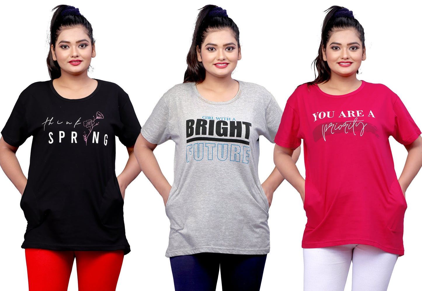 Women's Long Top Tshirt for Casual Day Night Wear, Yoga, Gym Wear