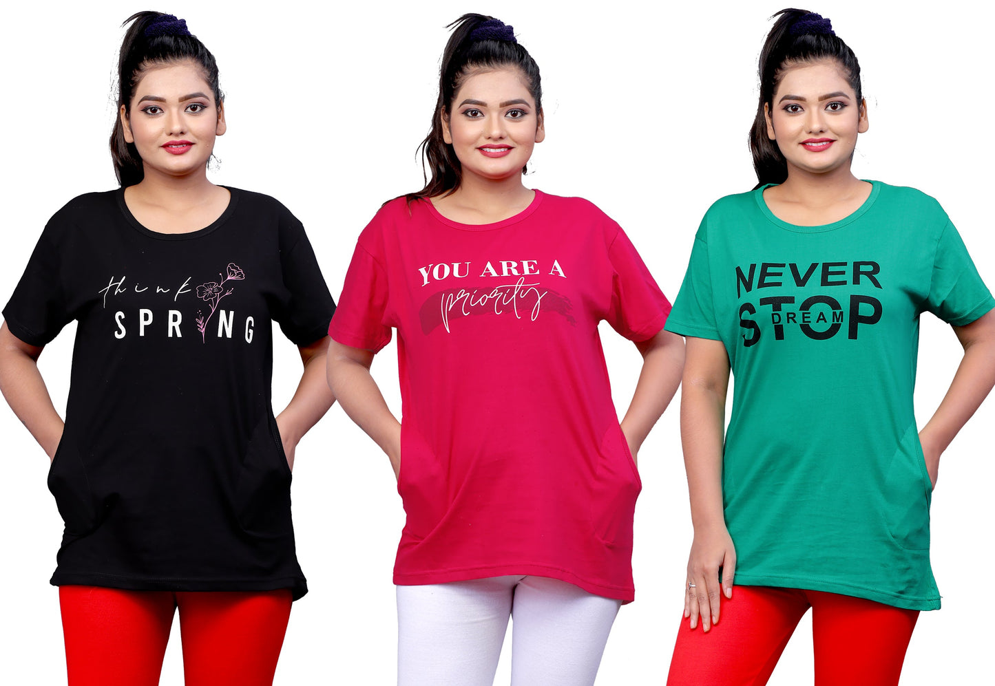 Women's Long Top Tshirt for Casual Day Night Wear, Yoga Wear