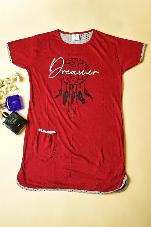 Women's Red Night Printed T-Shirt