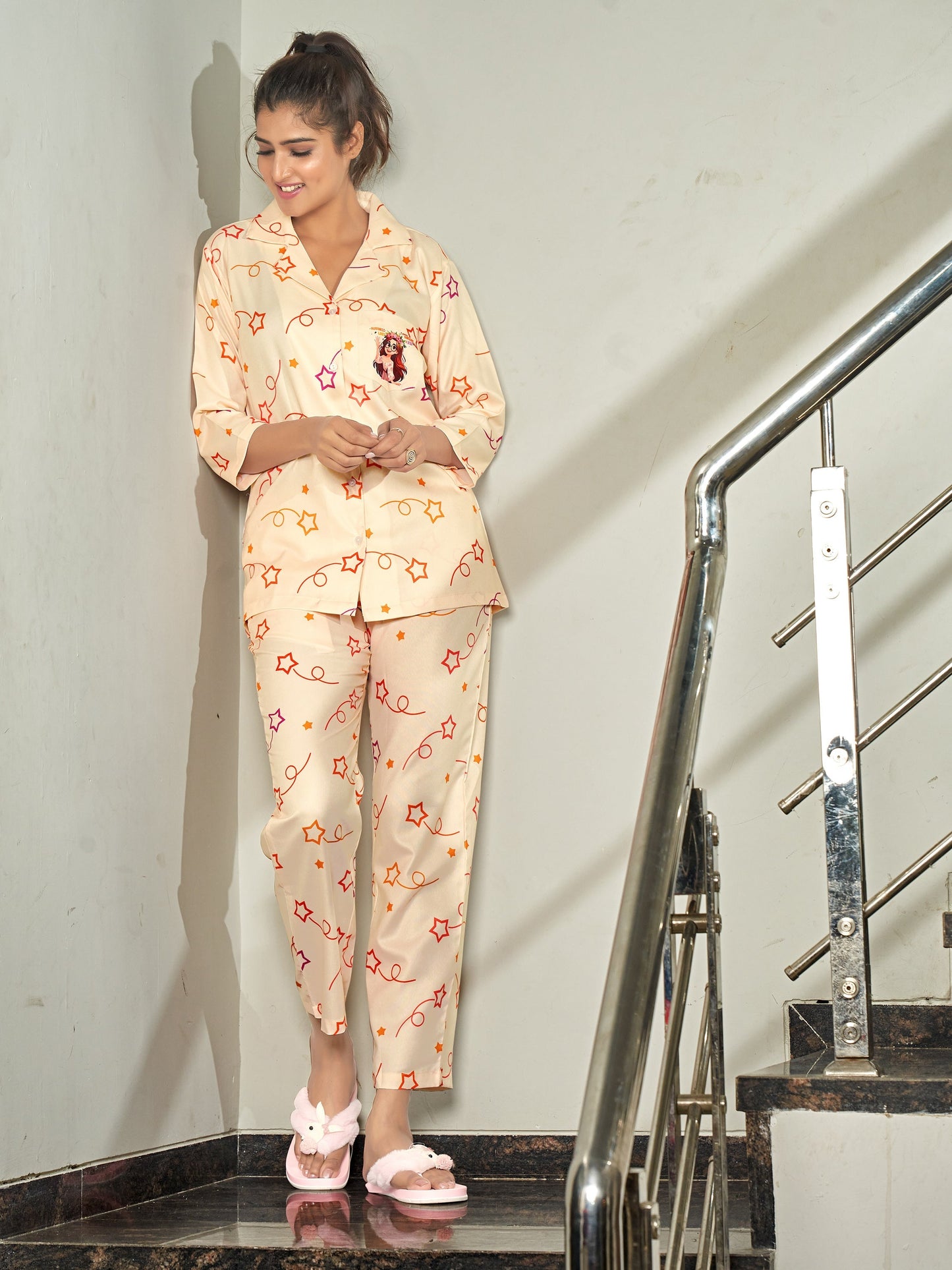 Gorgeous you Back Printed premium Satin Pyjama Set| Womens pjs