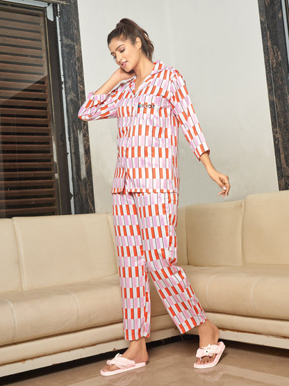 BOGO Moody Girl Back Printed premium Satin Pyjama Set With Free Scrunchies