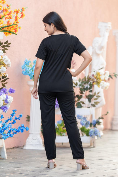 Women Round-Neck T-Shirt & Trousers Set