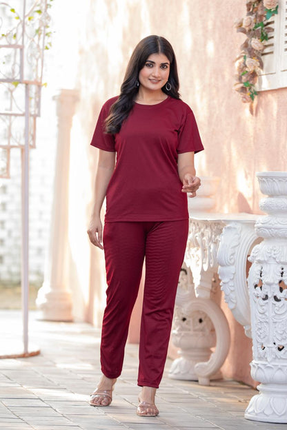 Women Round-Neck T-Shirt & Trousers Set