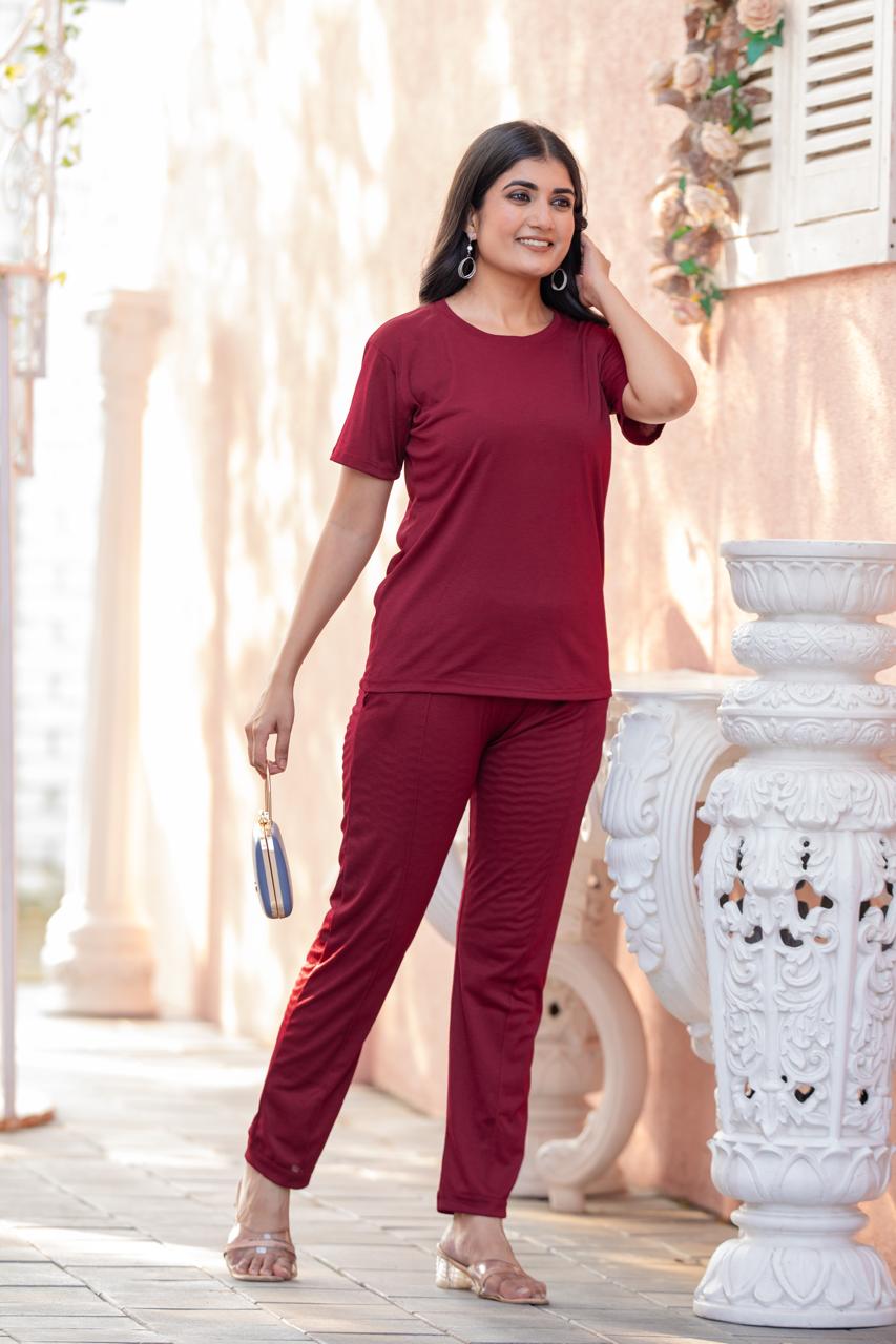 Women Round-Neck T-Shirt & Trousers Set