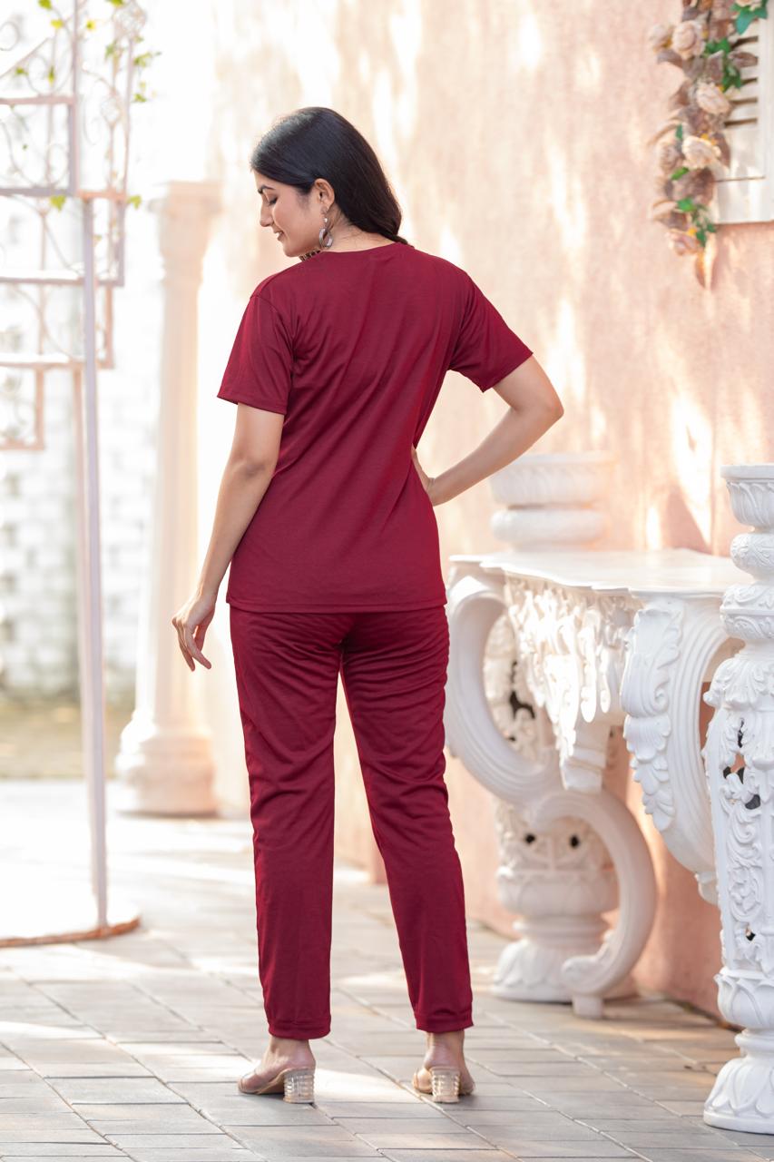 Women Round-Neck T-Shirt & Trousers Set