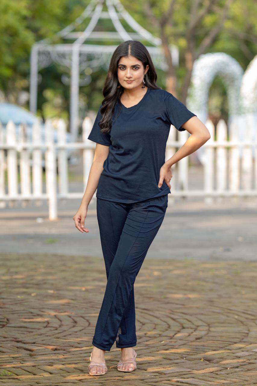 Women Round-Neck T-Shirt & Trousers Set