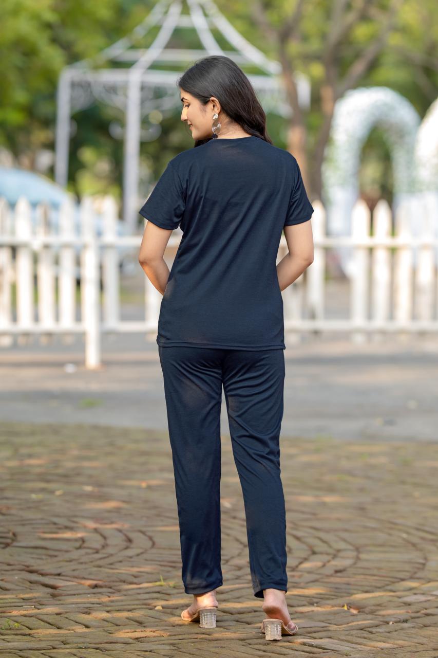 Women Round-Neck T-Shirt & Trousers Set