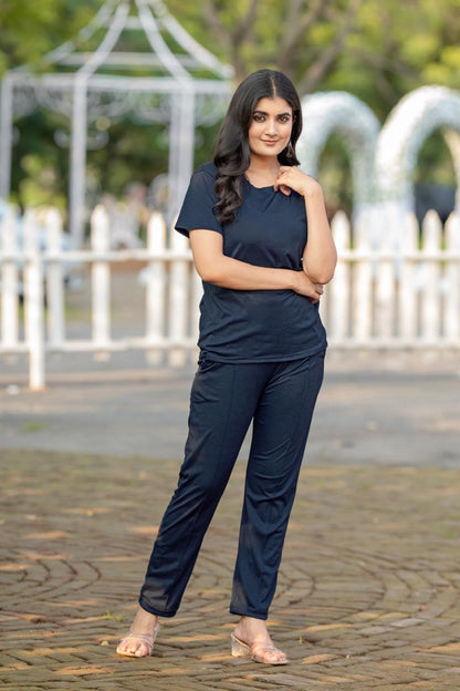 Women Round-Neck T-Shirt & Trousers Set