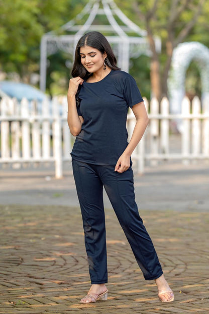 Women Round-Neck T-Shirt & Trousers Set