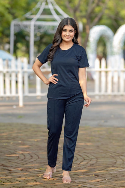 Women Round-Neck T-Shirt & Trousers Set