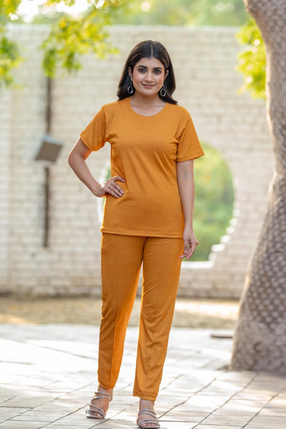 Women Round-Neck T-Shirt & Trousers Set