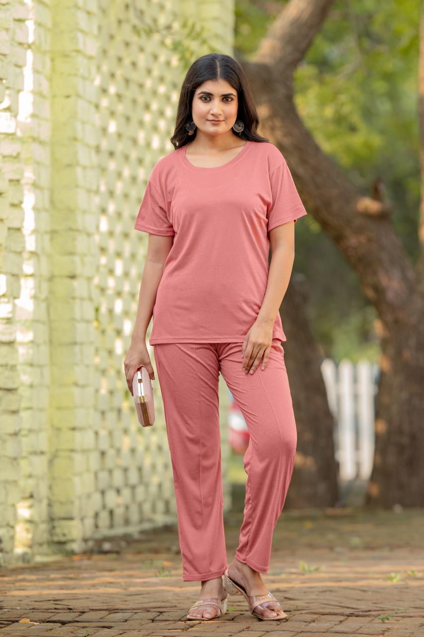 Women Round-Neck T-Shirt & Trousers Set