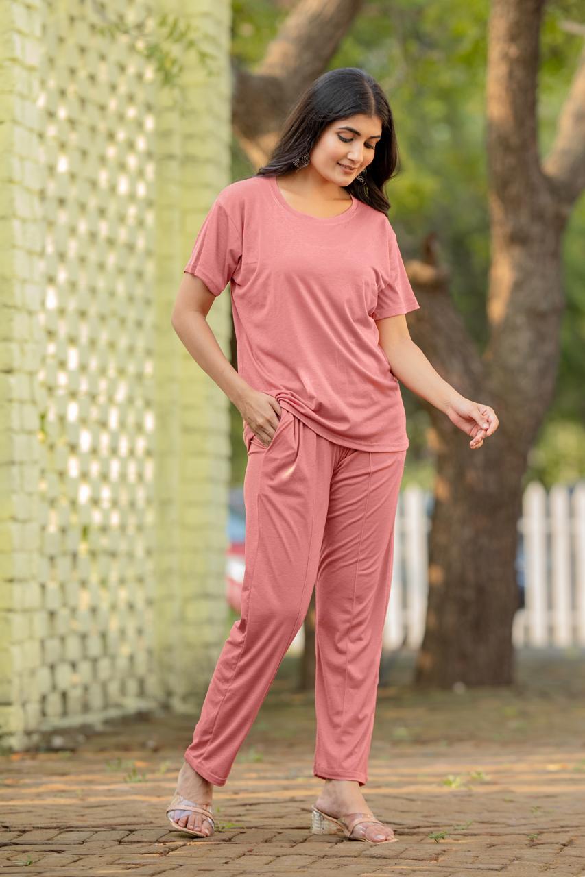 Women Round-Neck T-Shirt & Trousers Set