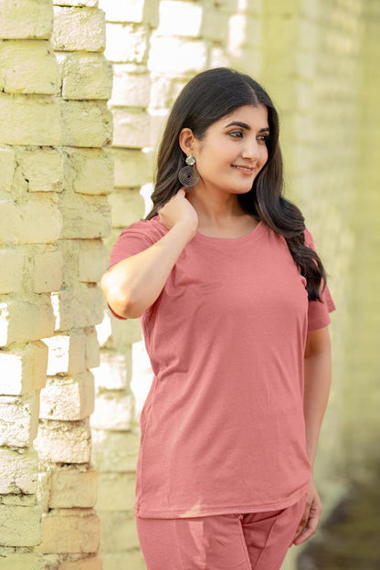 Women Round-Neck T-Shirt & Trousers Set