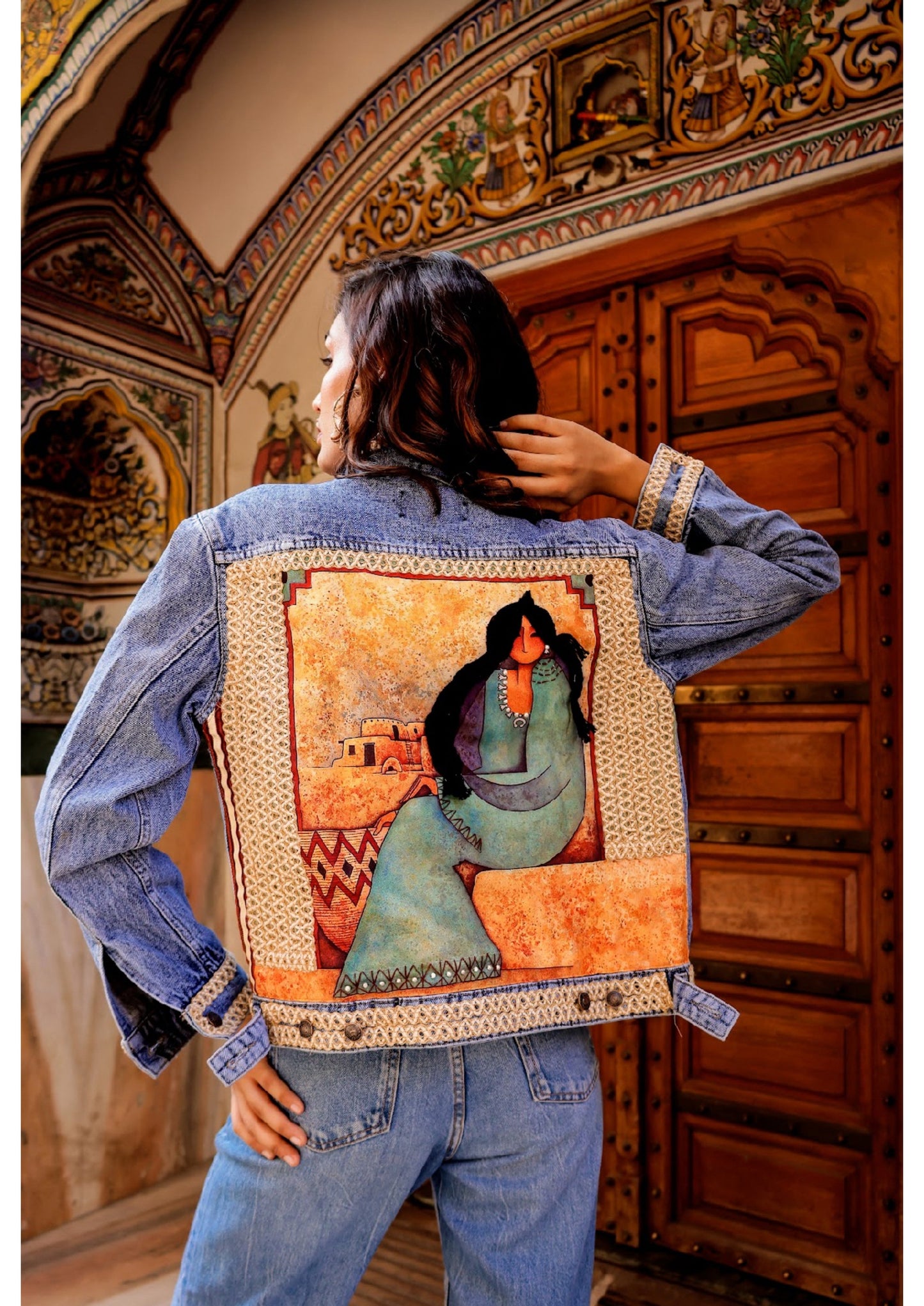 Heritage Fusion Indigo Jacket with Indian Art Detailing