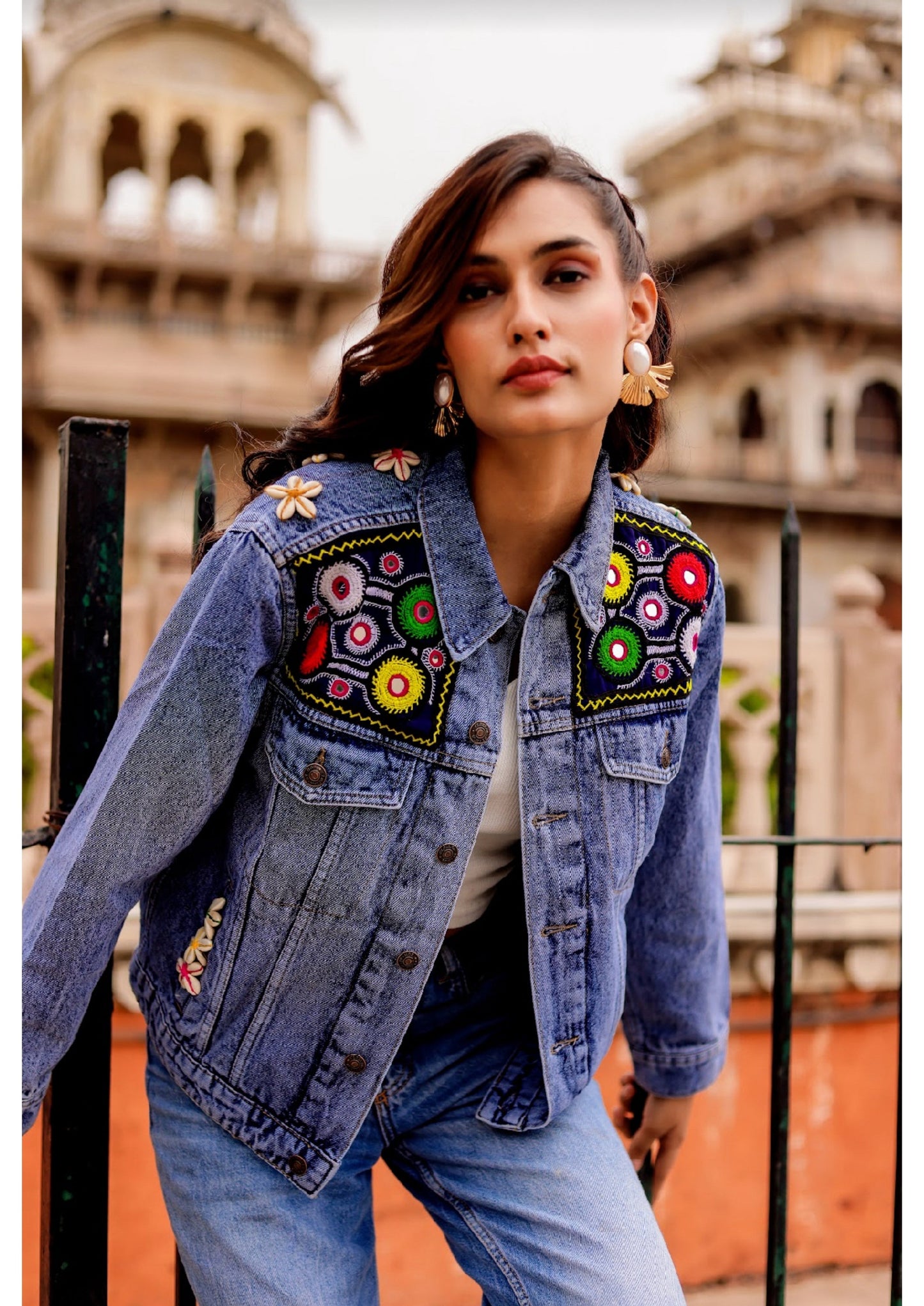 Urban Tradition: Handcrafted Fusion Denim Jacket