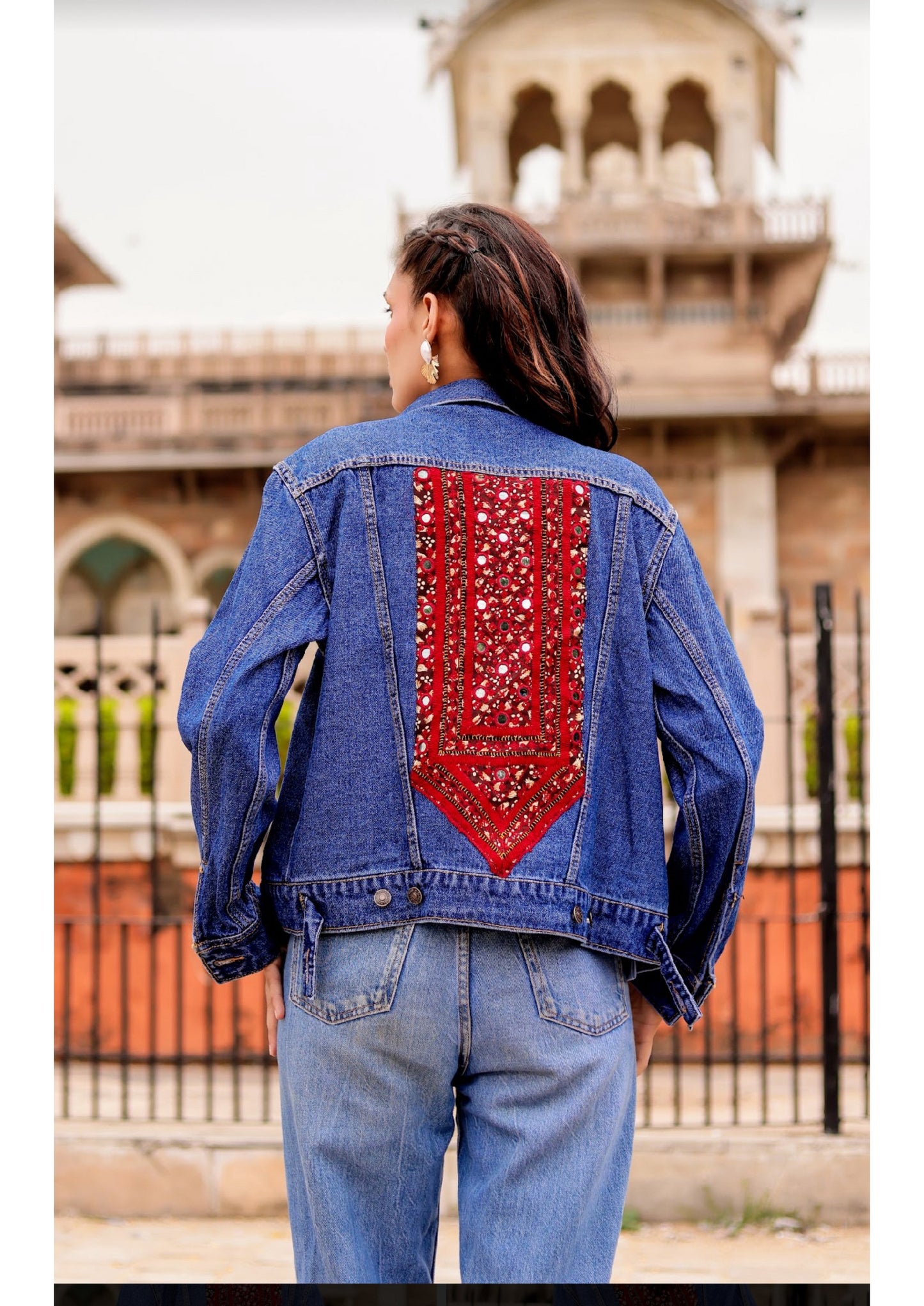 Threaded Grace Denim Jacket with Indian Artisan Touch