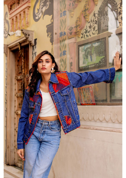 Indigo Soul Denim Jacket: Handmade Indian Fusion