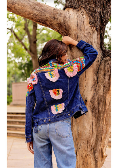 Heritage Threads: Handmade Boho-Chic Denim Jacket