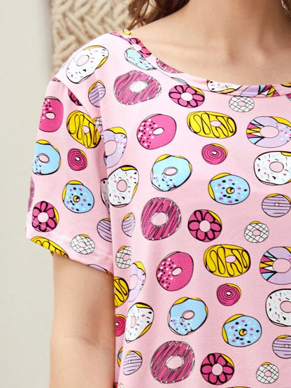 All Over Donuts Printed Nighty For Women