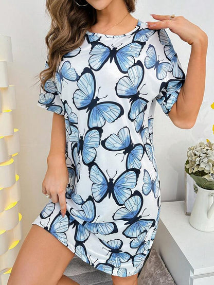 Butterfly Print Drop Shoulder Nightdress |