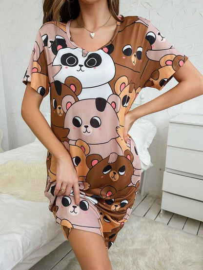 Funky Pandas Printed Long T-shirt for Women