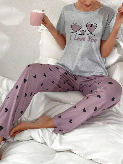 Heart Print Cami Pyjama for Women