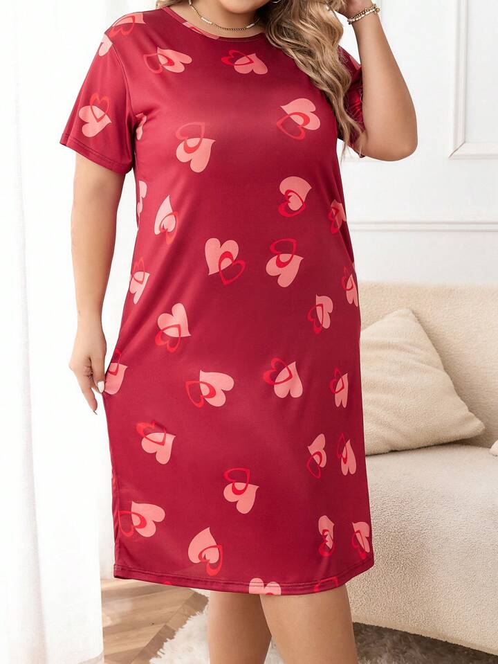 Red Hot Transparent Heart Nighty for Women