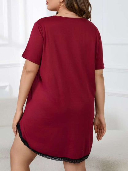 Maroon Black Heart Solid Cozy Nighty for Women