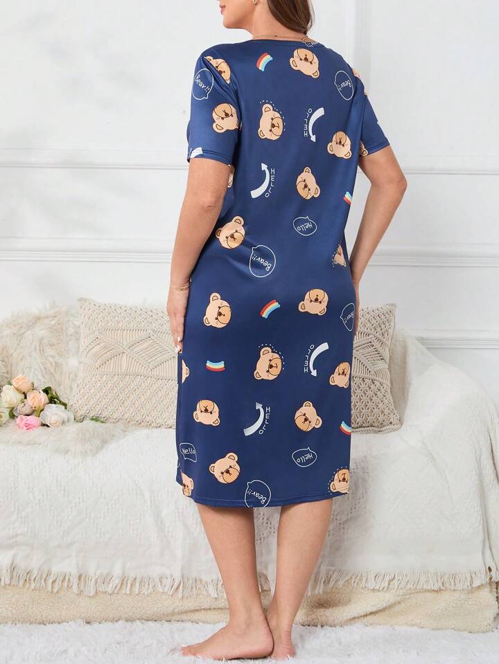 Royal Bear Blue Print Cozy Nightie