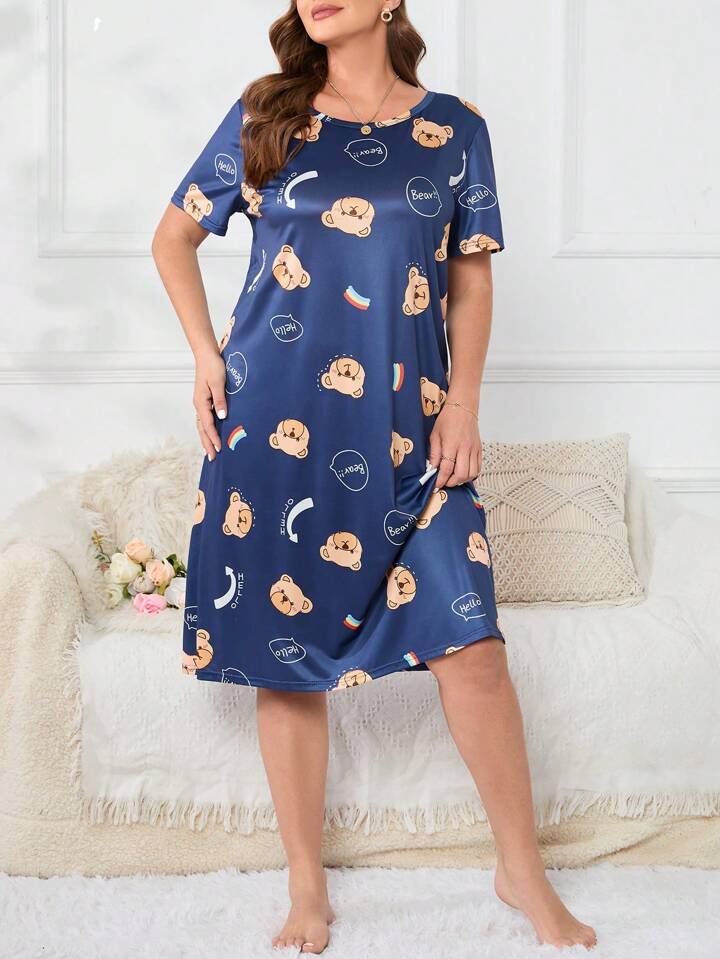 Royal Bear Blue Print Cozy Nightie