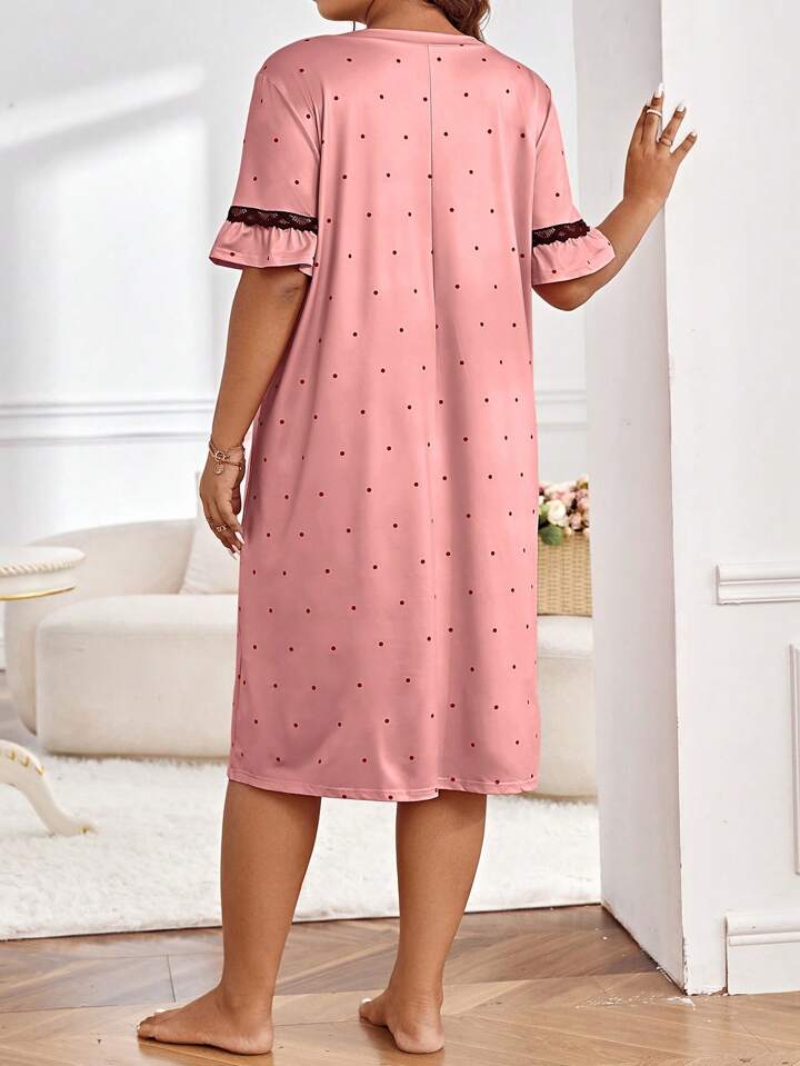 Pink Dot Bordered Nighty for Cute Girl